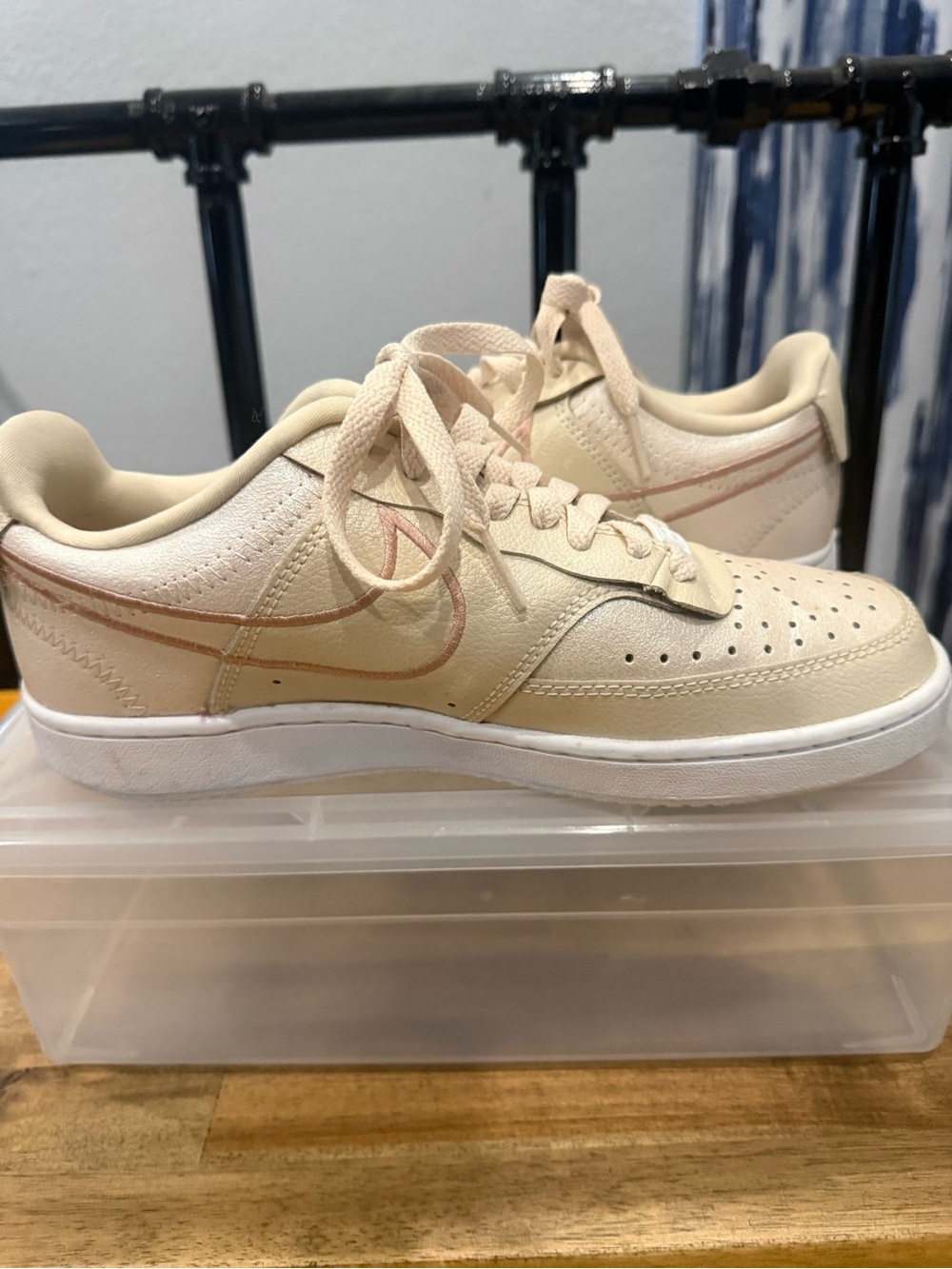 Nike Women's Low-Top Sneakers in Cream with Subtle Pink Accent